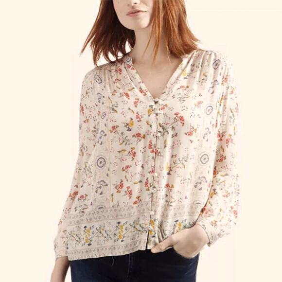 Lucky Brand Sheer Floral Boho Shirt XS NWT - Picture 1 of 9